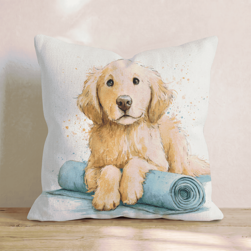 Golden Retriever Yoga Stretch Throw Pillow - Hillcroft Home