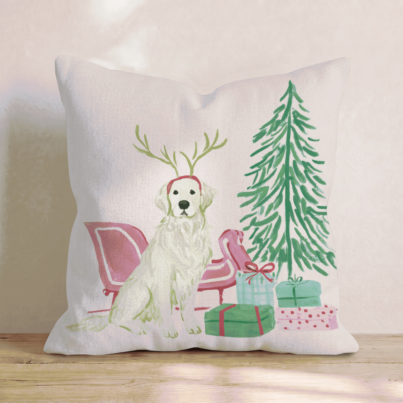 Golden Sleigh Ride Throw Pillow - Hillcroft Home