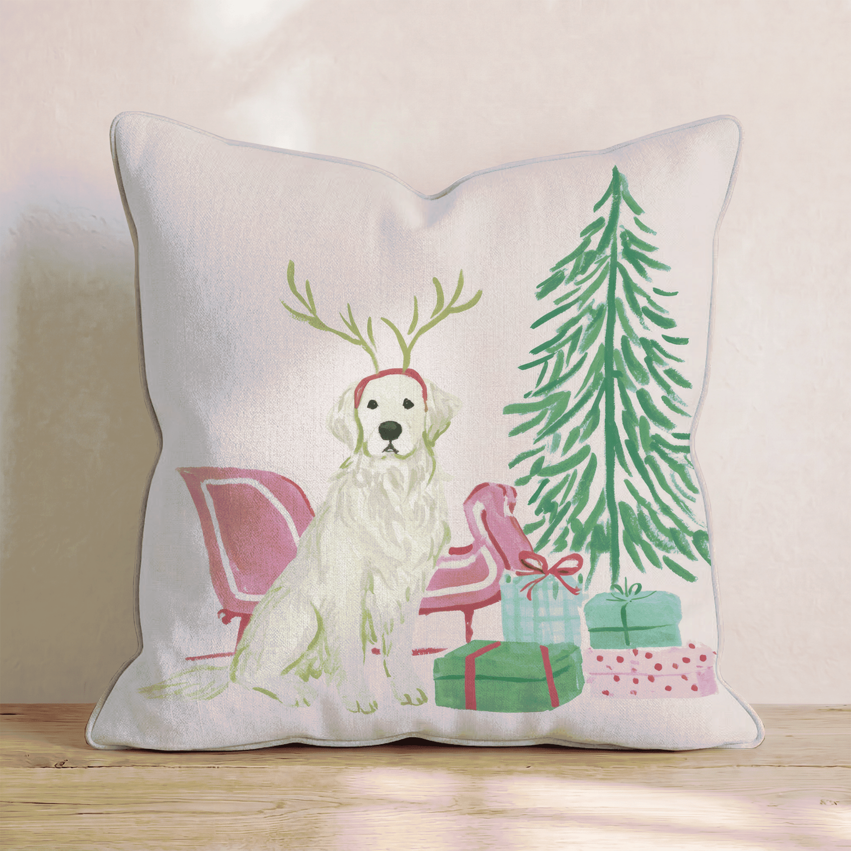Golden Sleigh Ride Throw Pillow - Hillcroft Home