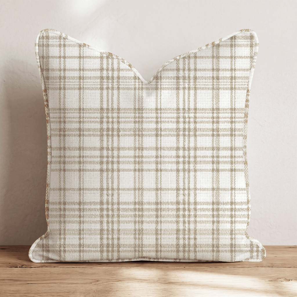 Golden Tweed Plaid Throw Pillow - Hillcroft Home