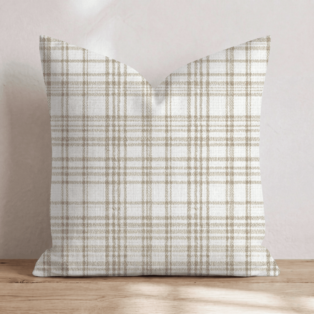 Golden Tweed Plaid Throw Pillow - Hillcroft Home