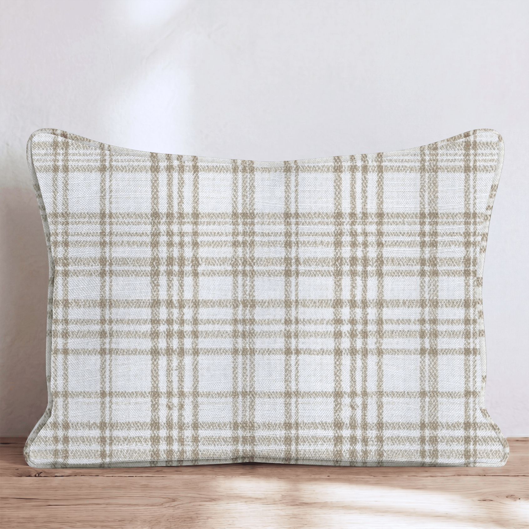 Golden Tweed Plaid Throw Pillow - Hillcroft Home