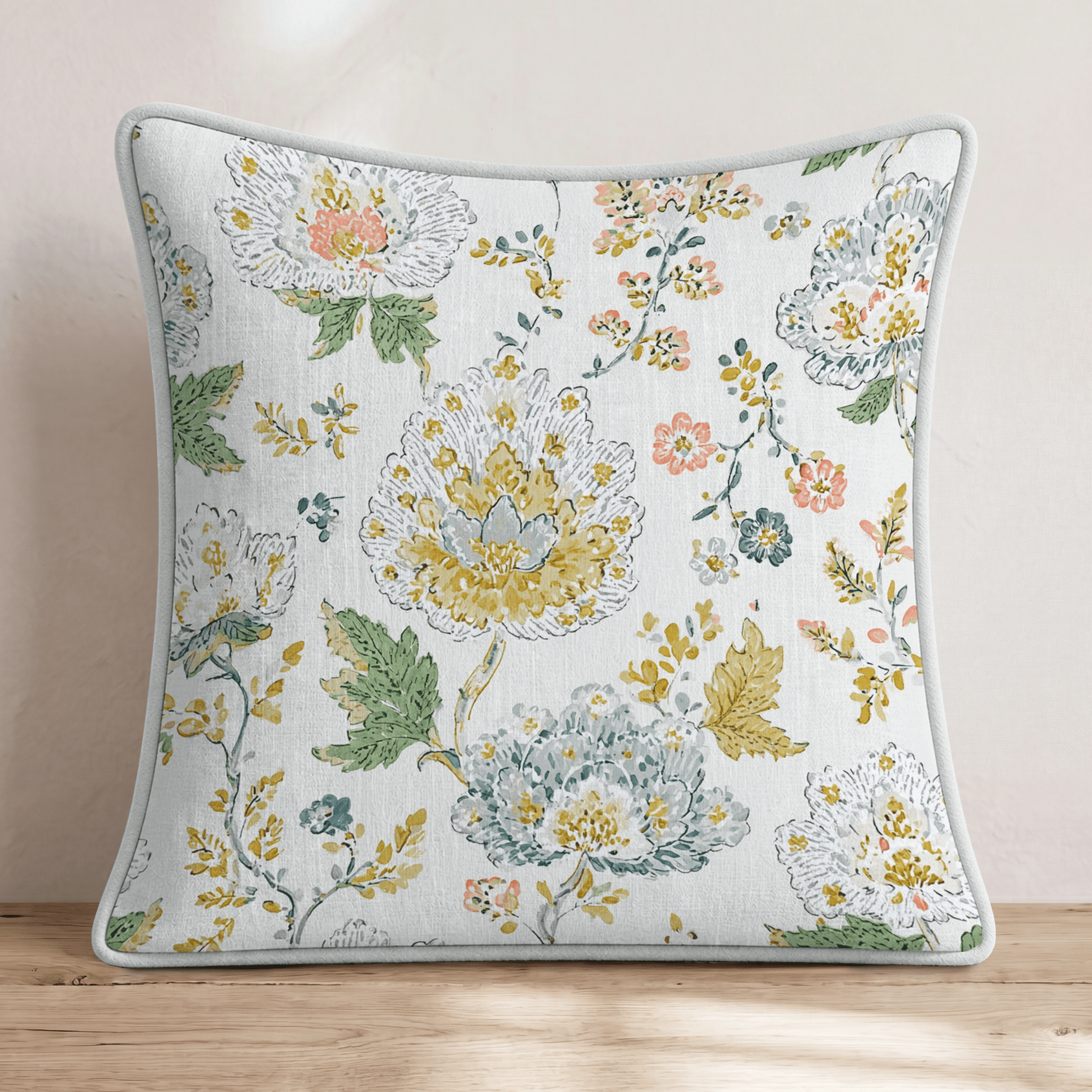Golden Wedding Florals Throw Pillow - Hillcroft Home