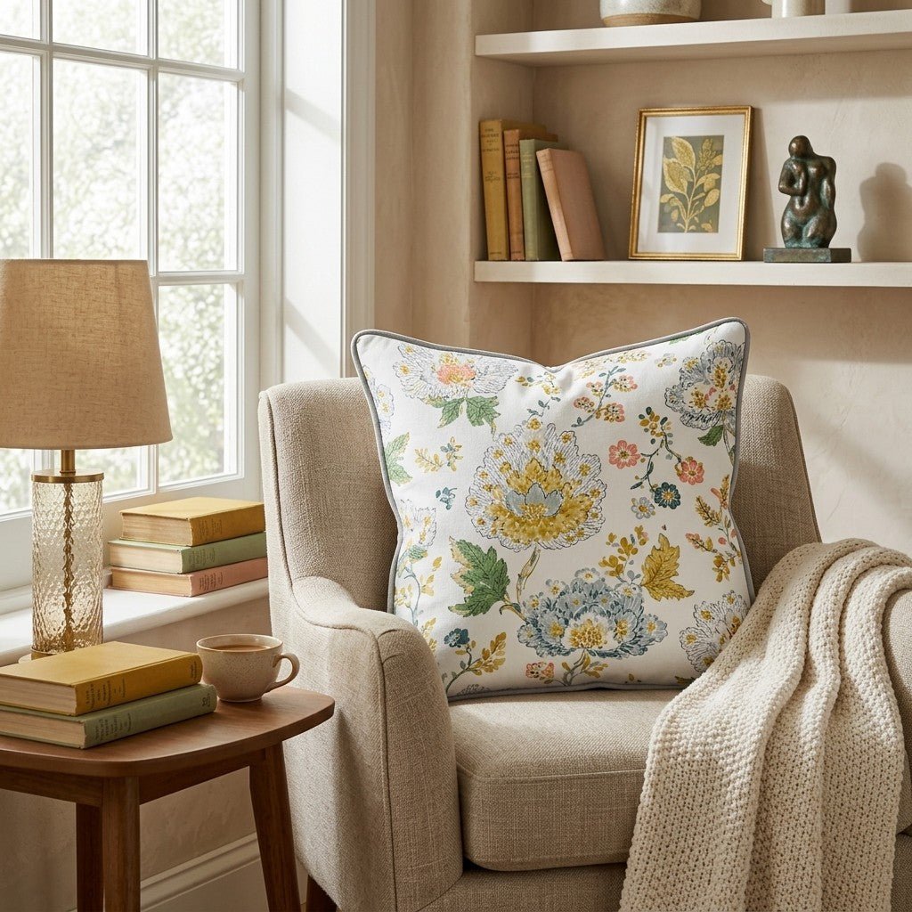 Golden Wedding Florals Throw Pillow - Hillcroft Home