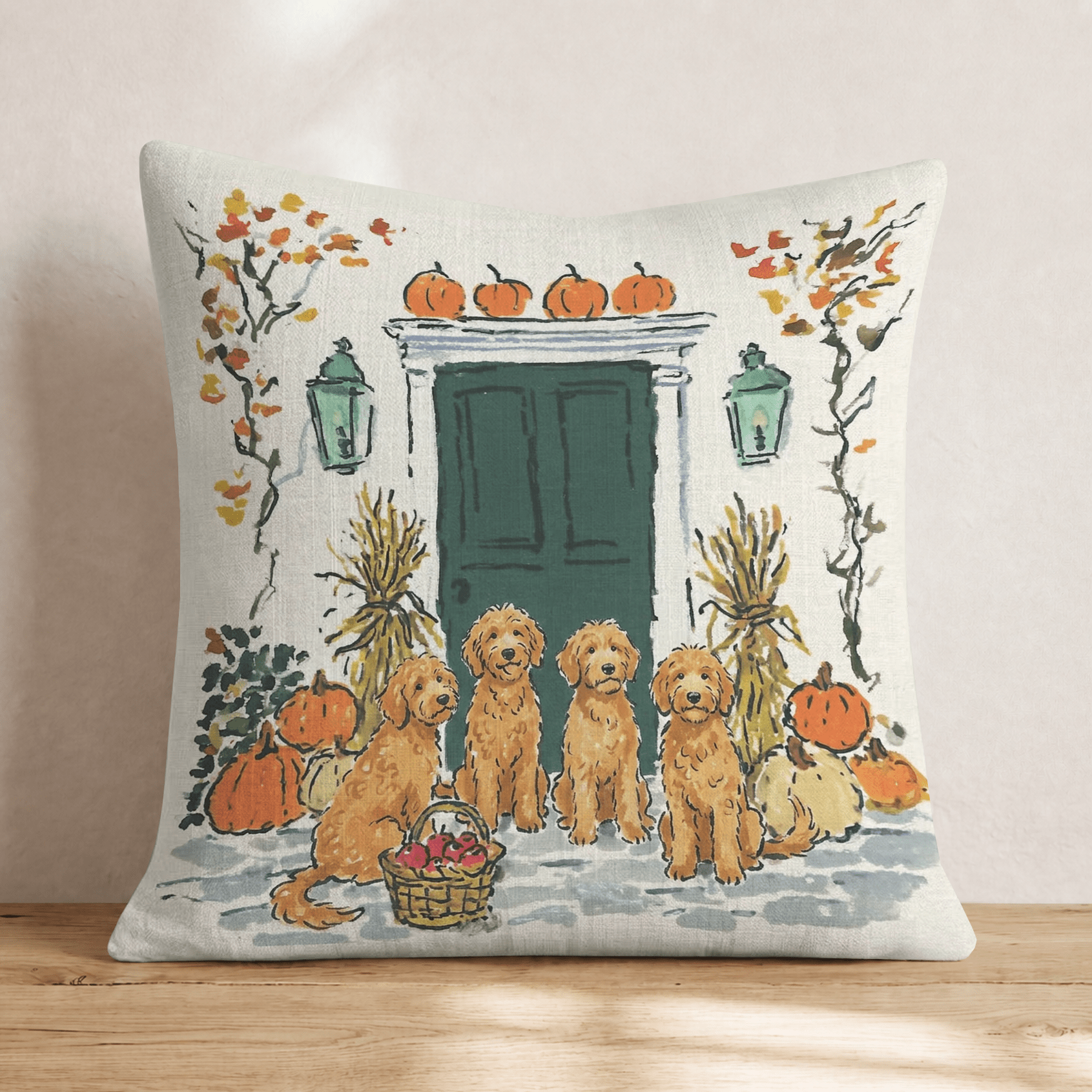 Goldendoodle Autumn Wander Throw Pillow - Hillcroft Home