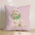 Goldendoodle Berry Wreath Throw Pillow - Hillcroft Home