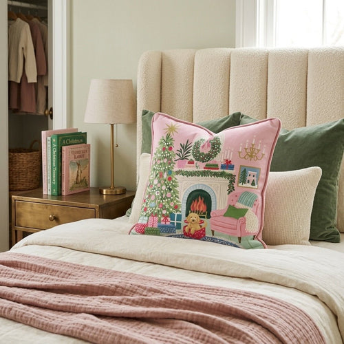 Goldendoodle Christmas Parlor Throw Pillow - Hillcroft Home