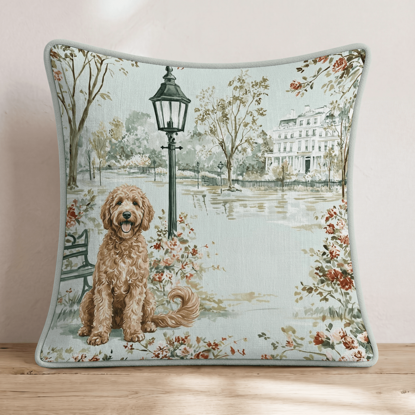 Goldendoodle City Stroll Throw Pillow - Hillcroft Home