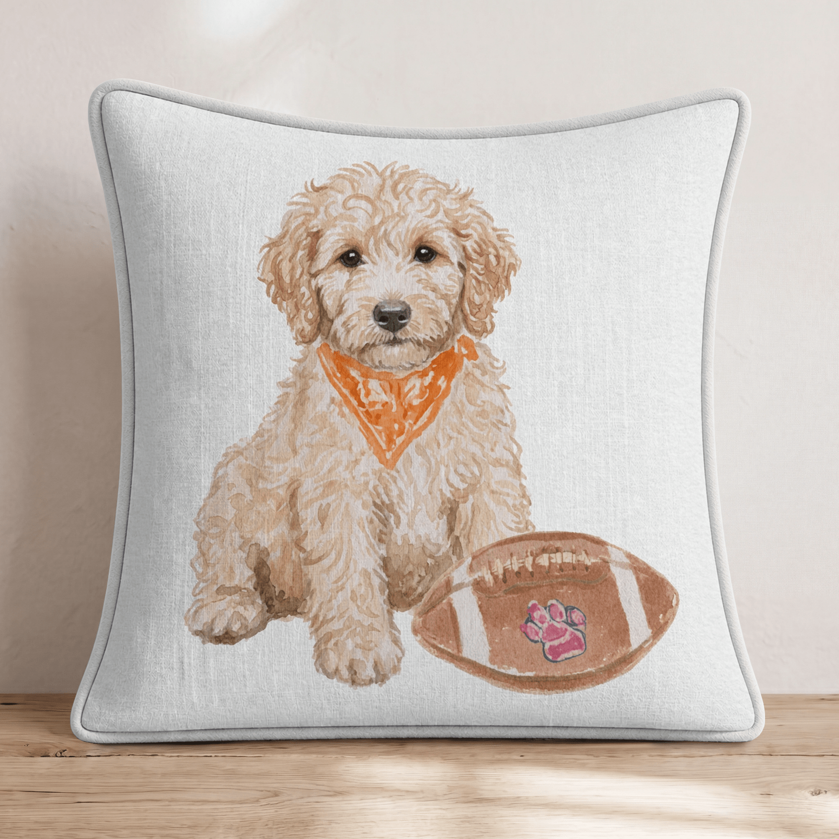 Goldendoodle Fall Football Throw Pillow - Hillcroft Home