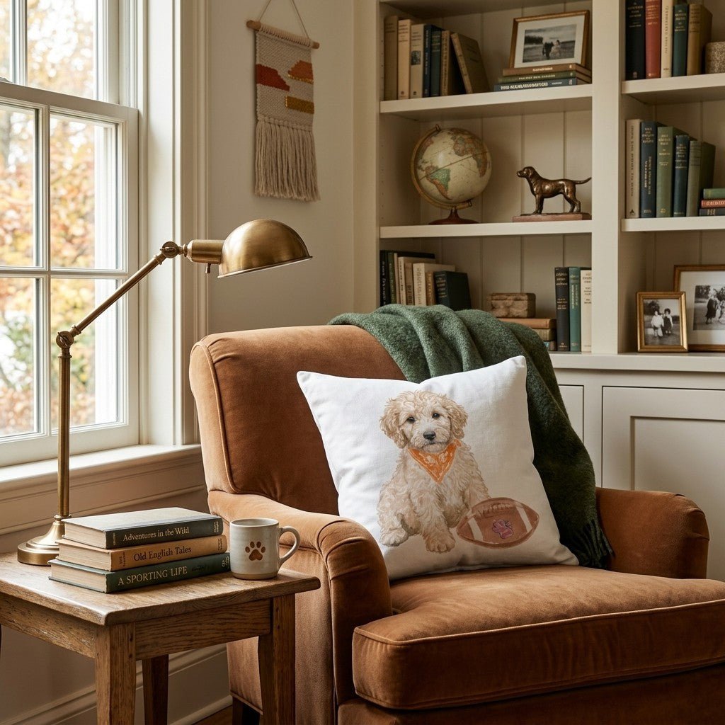 Goldendoodle Fall Football Throw Pillow - Hillcroft Home