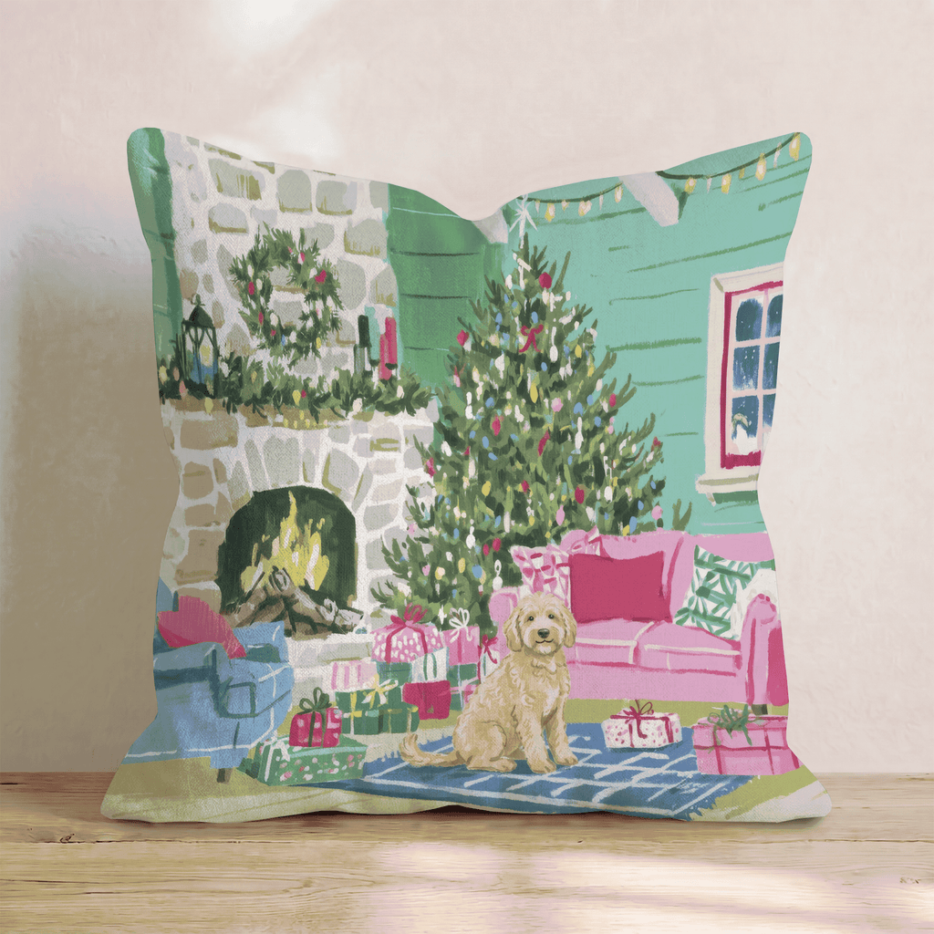 Goldendoodle Fireside Cabin Throw Pillow - Hillcroft Home