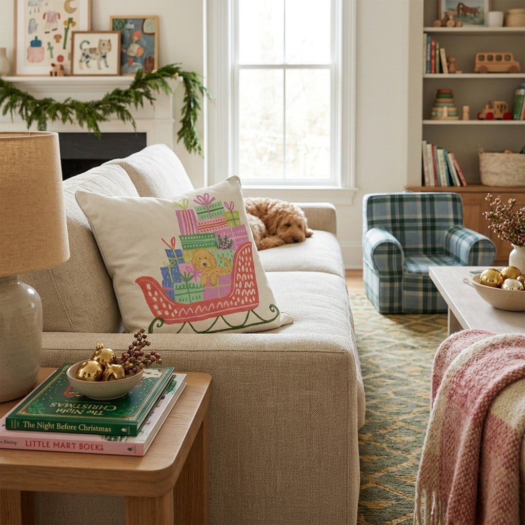 Goldendoodle Gift Sleigh Throw Pillow - Hillcroft Home