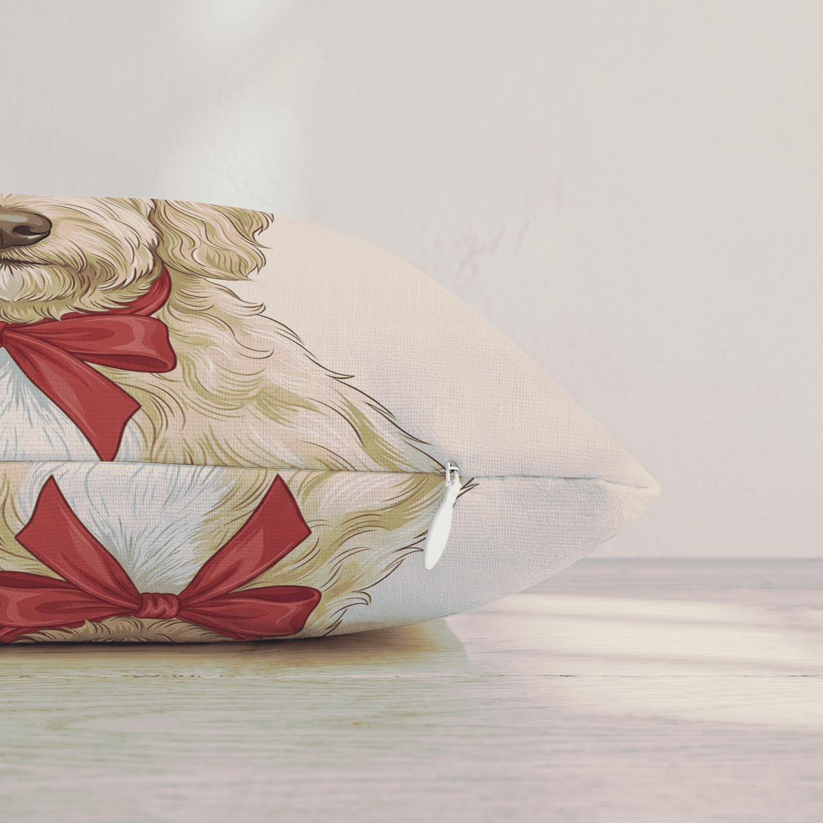Goldendoodle Portrait Red Throw Pillow throw pillow - Hillcroft Home
