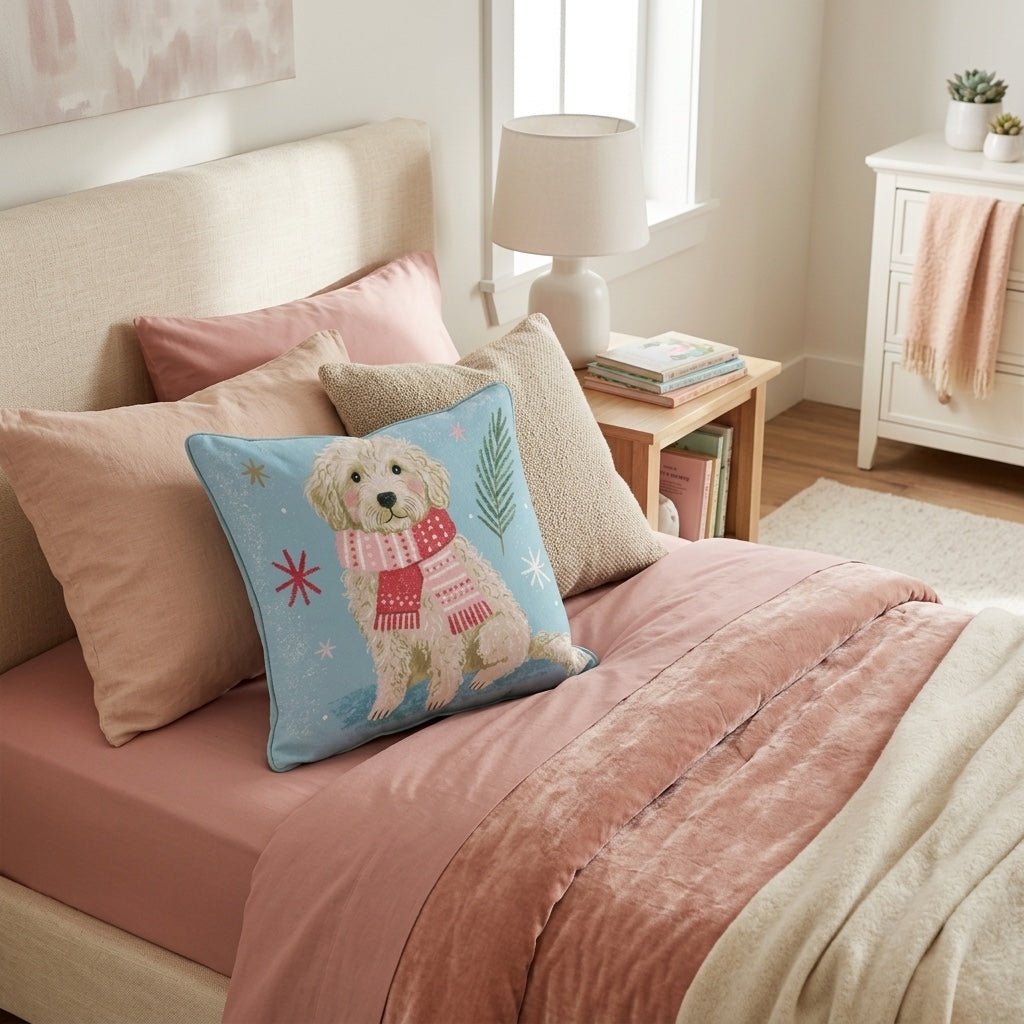 Goldendoodle Scarf Throw Pillow - Hillcroft Home