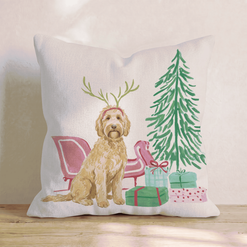 Goldendoodle Sleigh Ride Throw Pillow - Hillcroft Home