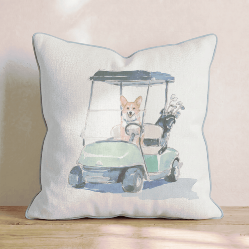 Golf Cart Corgi Throw Pillow - Hillcroft Home