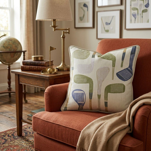 Golf Club Pattern Throw Pillow - Hillcroft Home