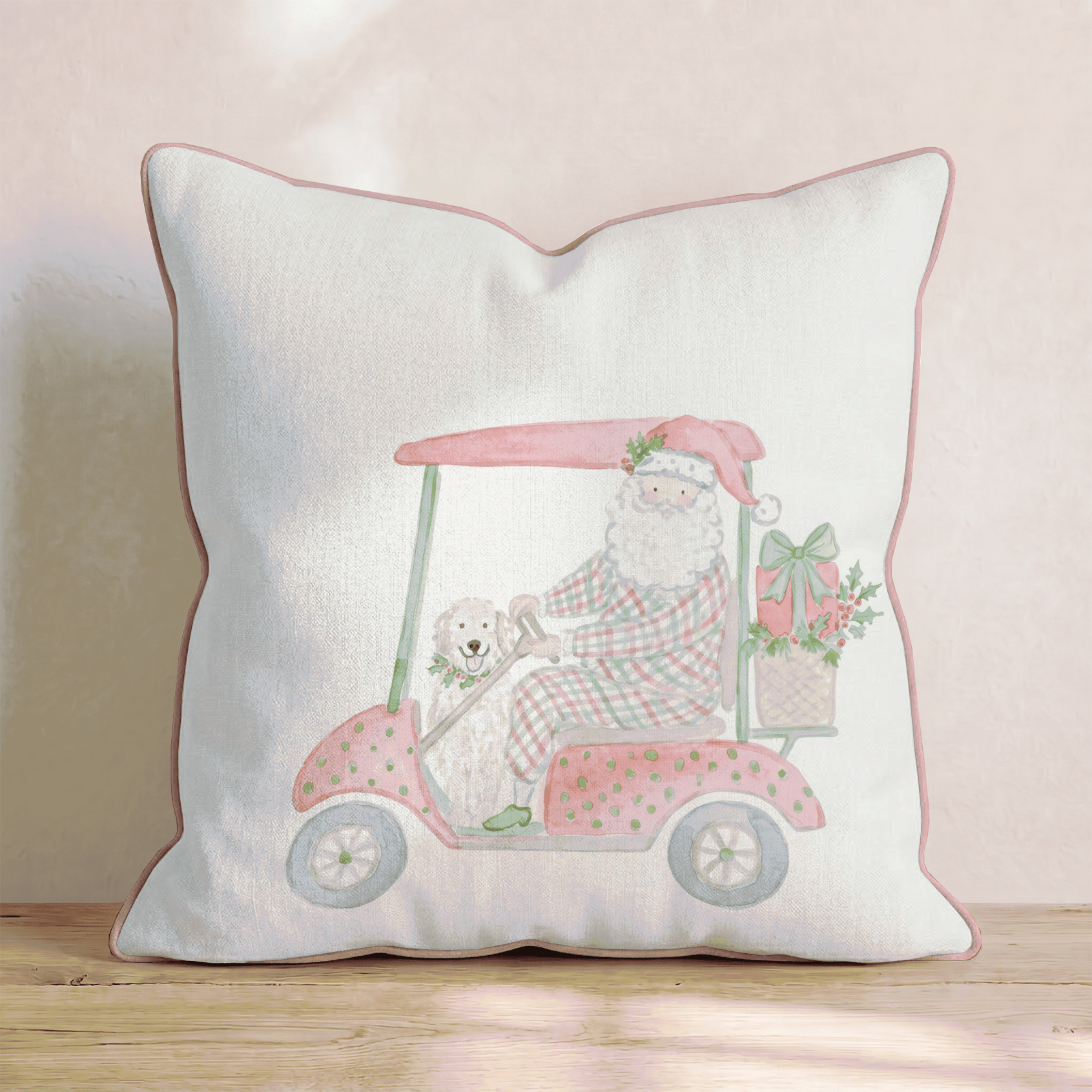 Golf Golden Christmas Throw Pillow - Hillcroft Home