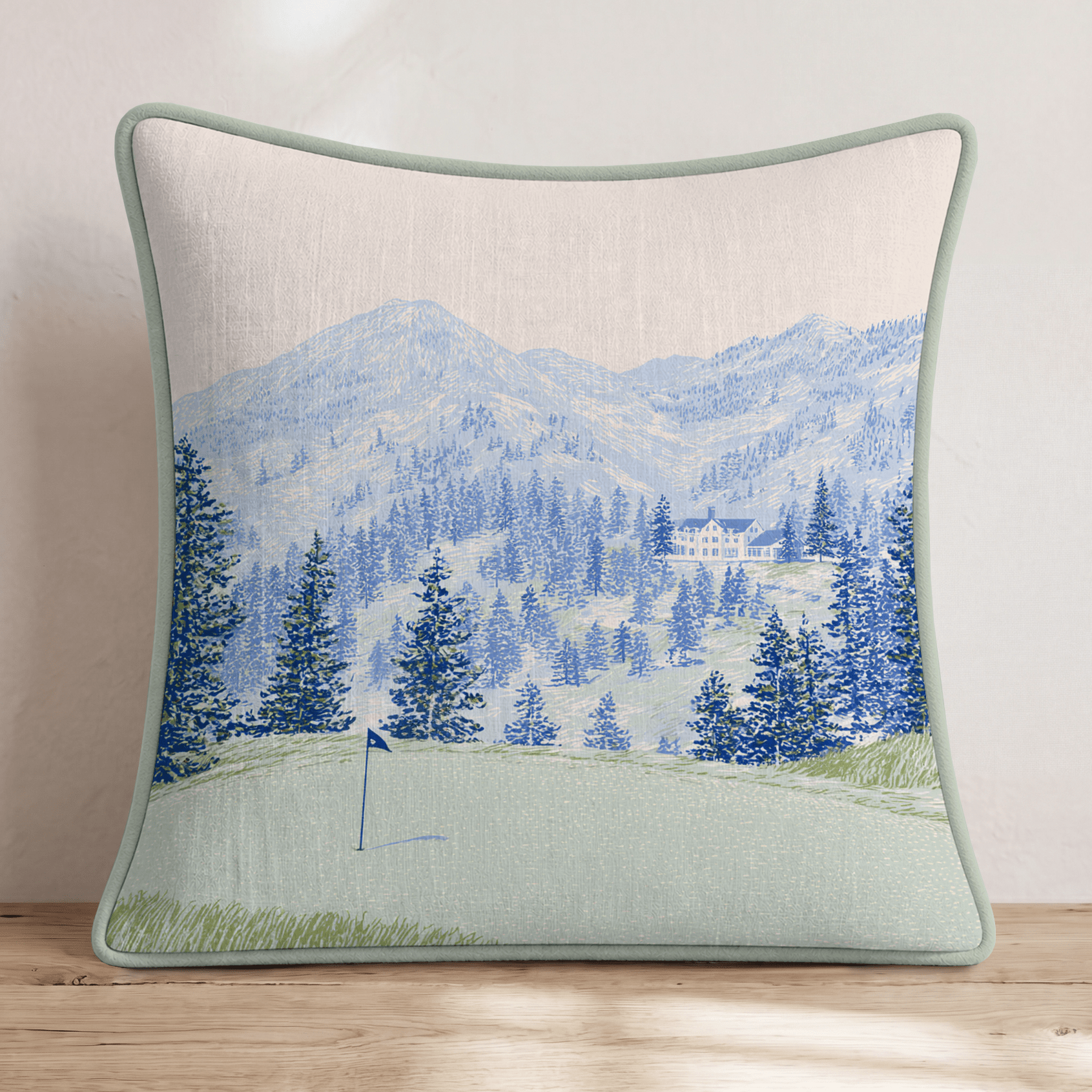Golf Green In the Mountains Throw Pillow - Hillcroft Home