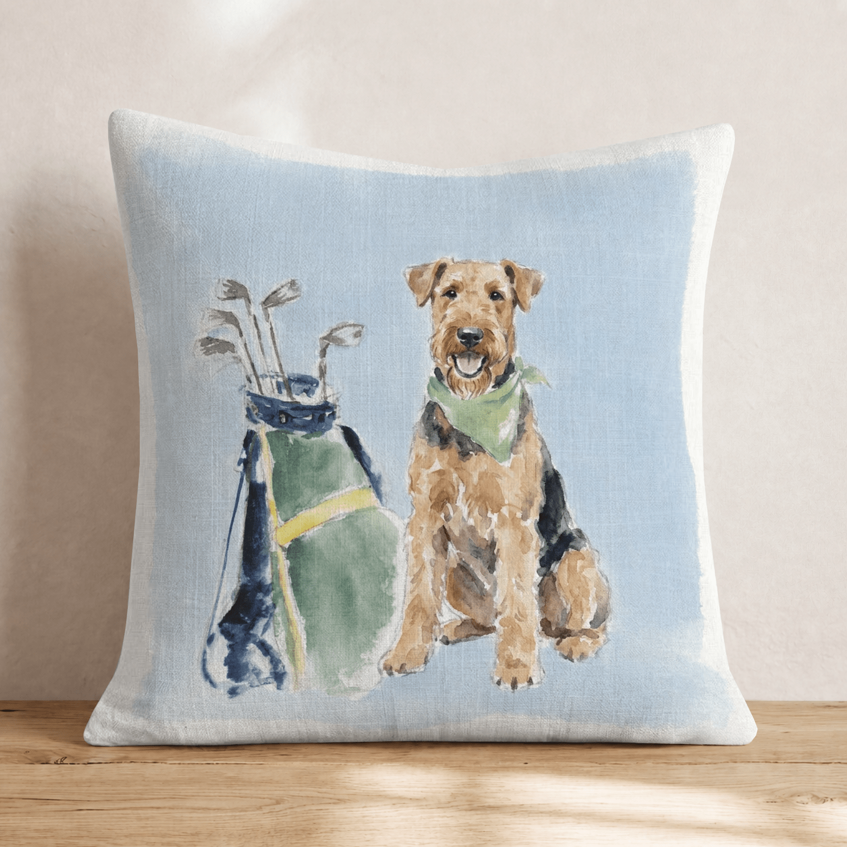 Golf Trip Airedale Terrier Throw Pillow - Hillcroft Home