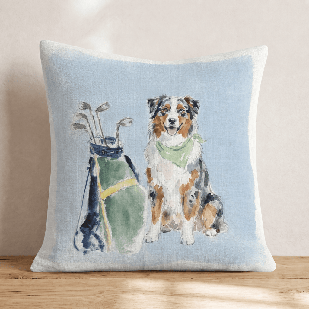 Golf Trip Australian Shepherd Throw Pillow - Hillcroft Home