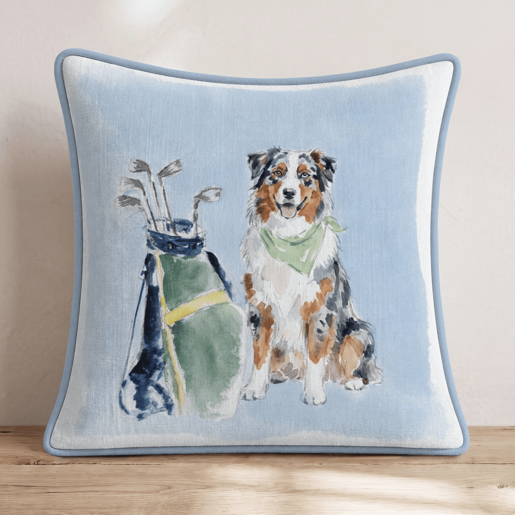 Golf Trip Australian Shepherd Throw Pillow - Hillcroft Home