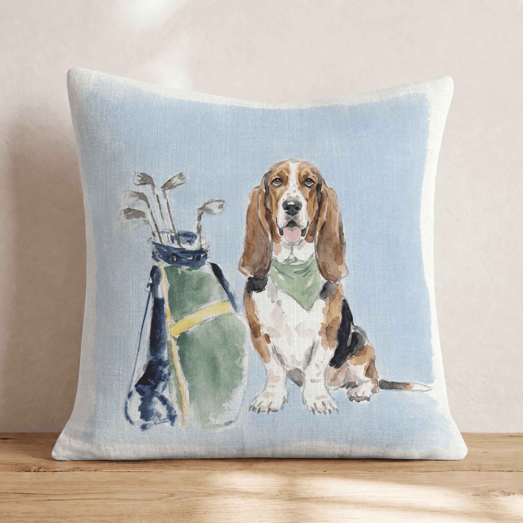 Golf Trip Basset Hound Throw Pillow - Hillcroft Home