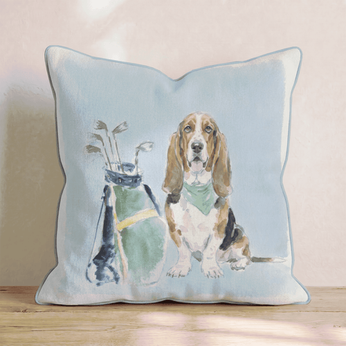 Golf Trip Basset Hound Throw Pillow - Hillcroft Home