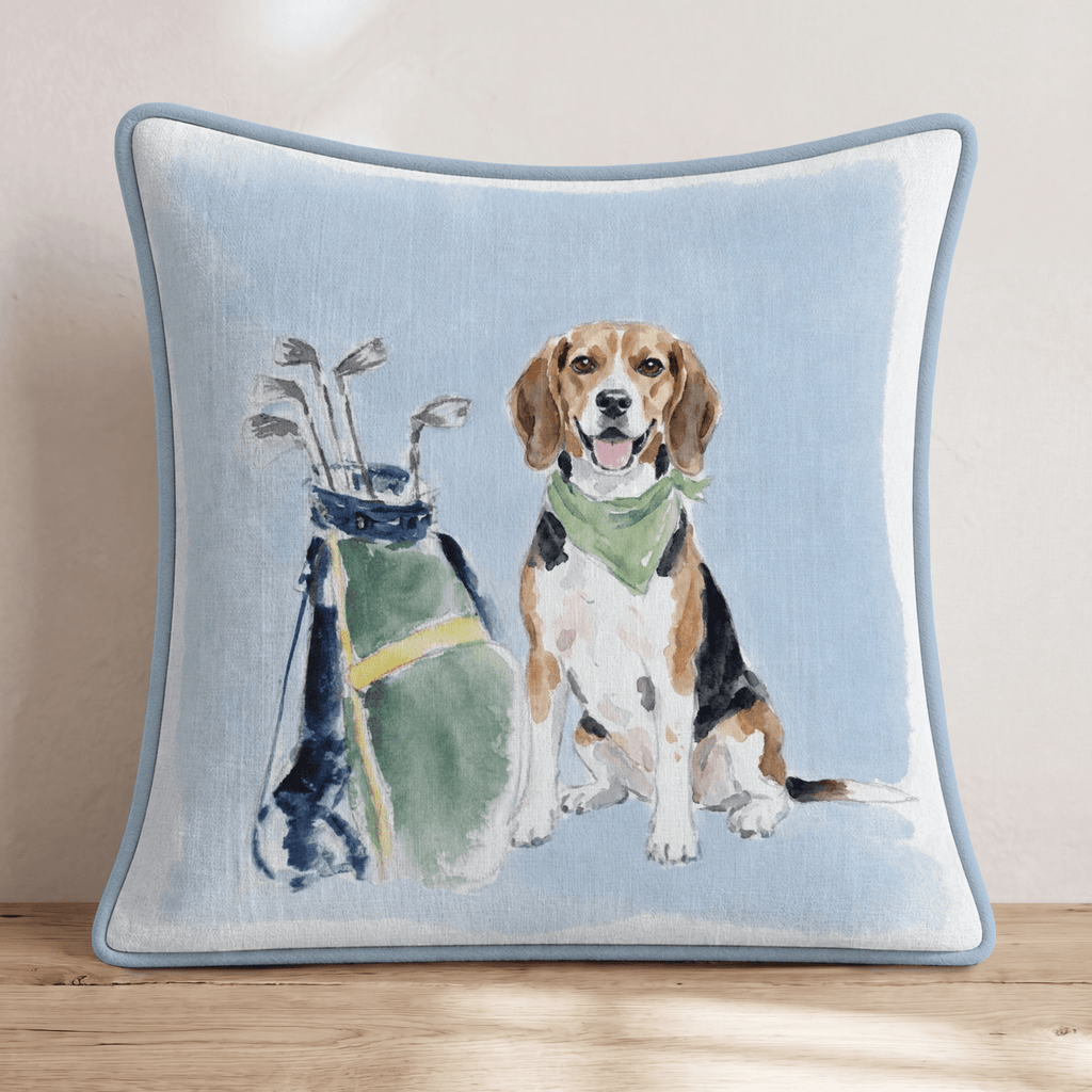 Golf Trip Beagle Throw Pillow - Hillcroft Home