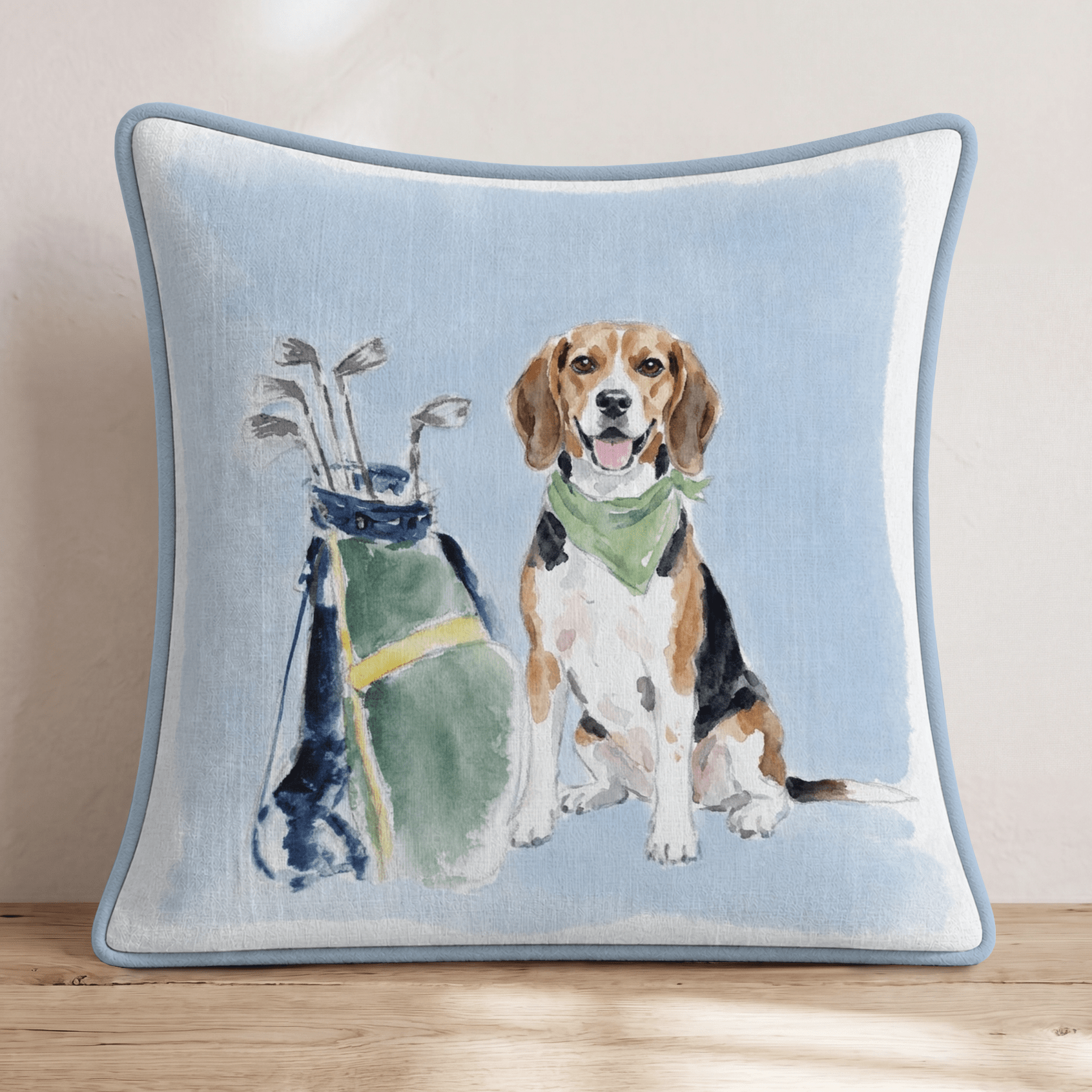 Golf Trip Beagle Throw Pillow - Hillcroft Home