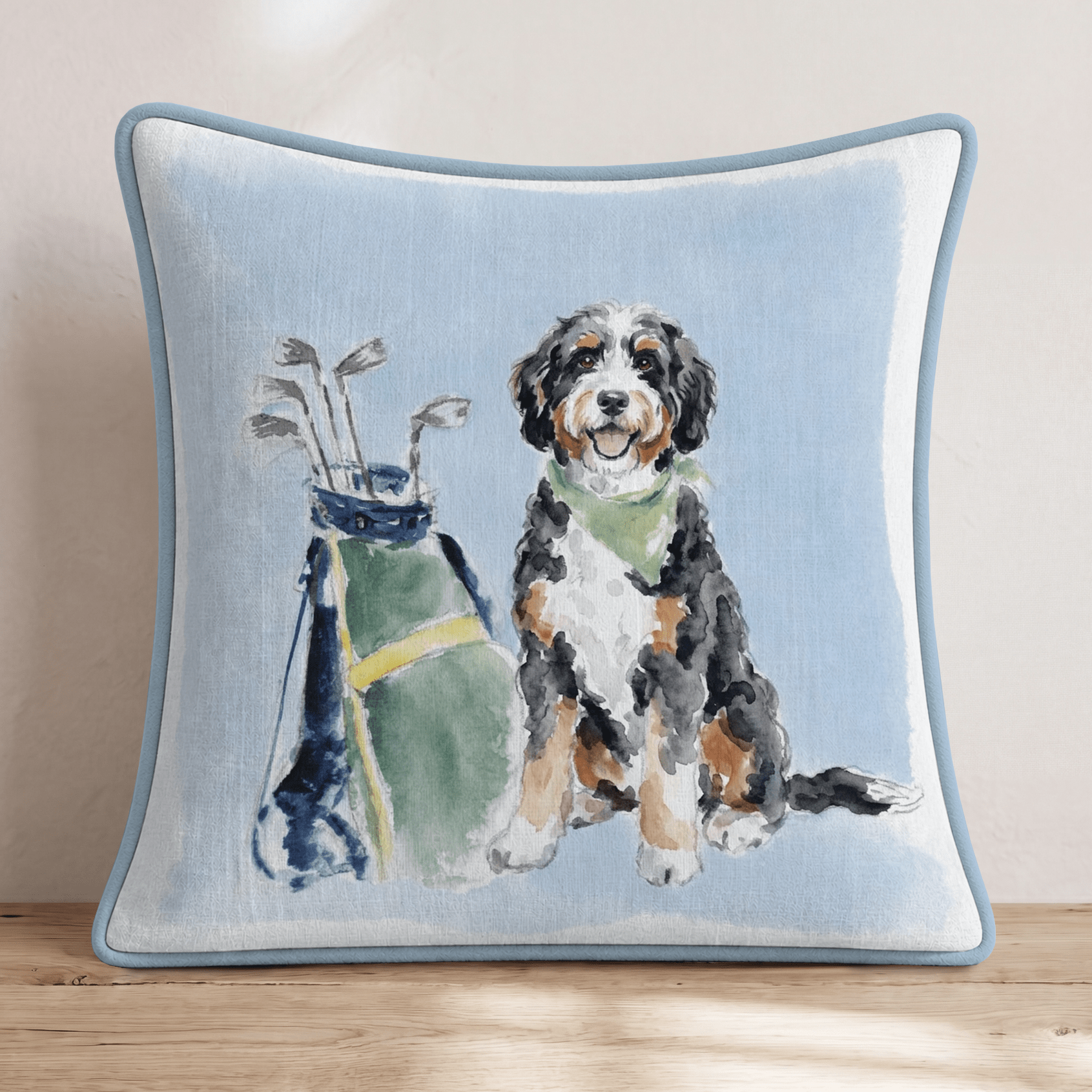 Golf Trip Bernedoodle Throw Pillow - Hillcroft Home
