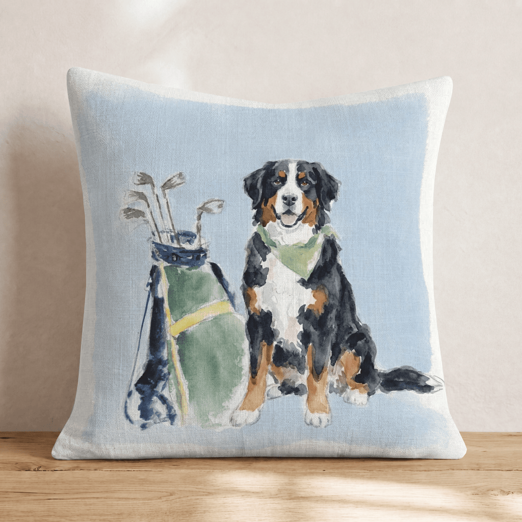 Golf Trip Bernese Mountain Dog Throw Pillow - Hillcroft Home