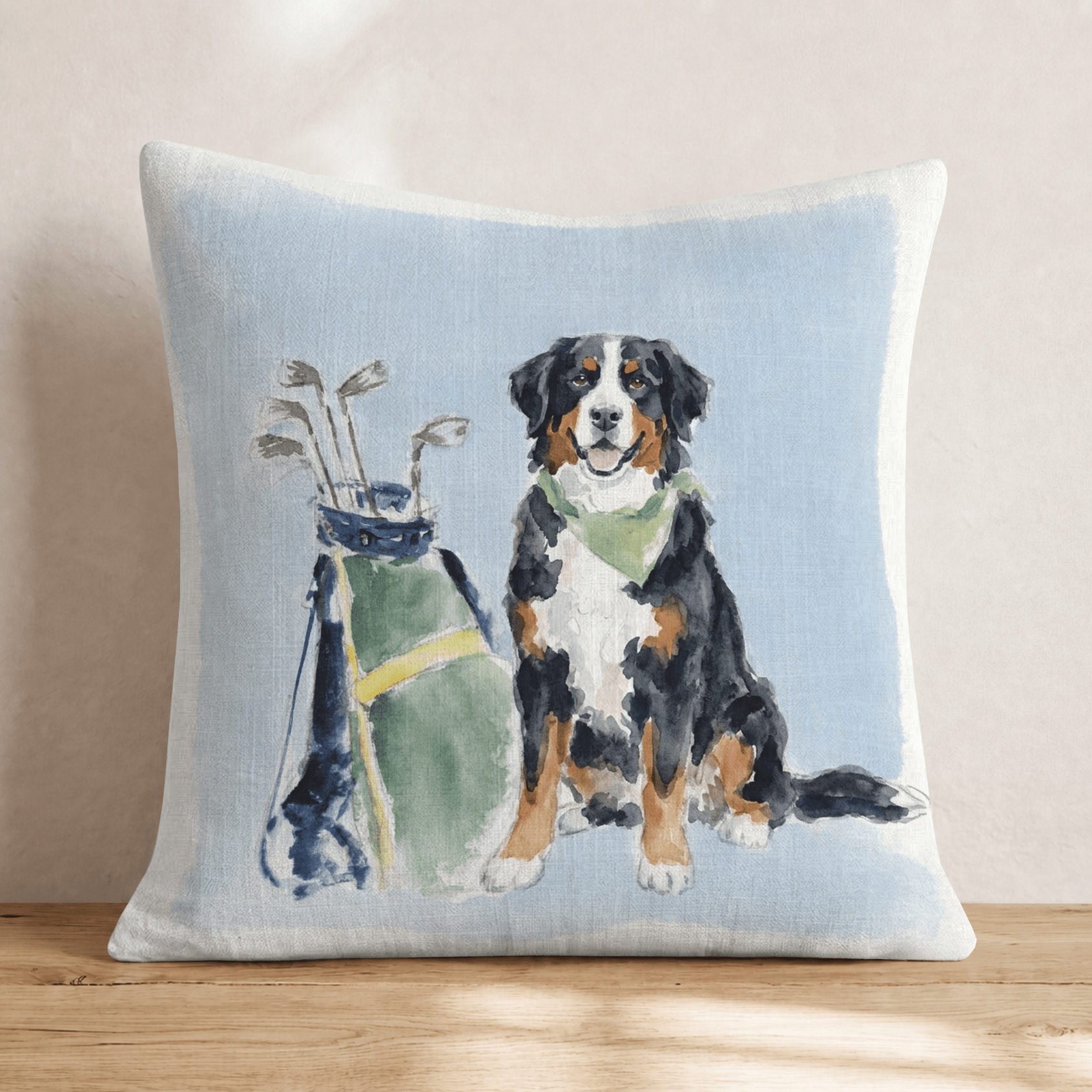 Golf Trip Bernese Mountain Dog Throw Pillow - Hillcroft Home
