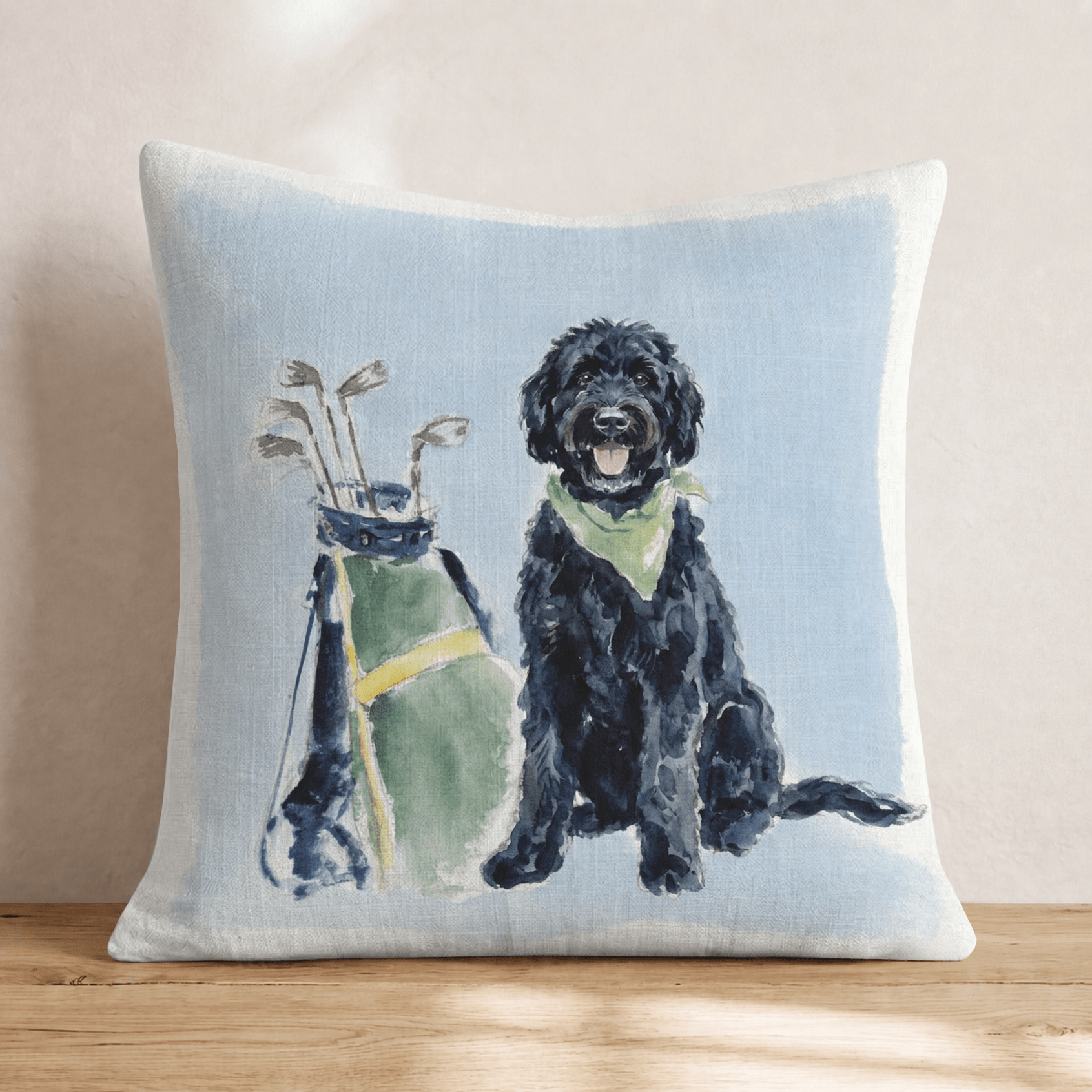 Golf Trip Black Goldendoodle Throw Pillow - Hillcroft Home