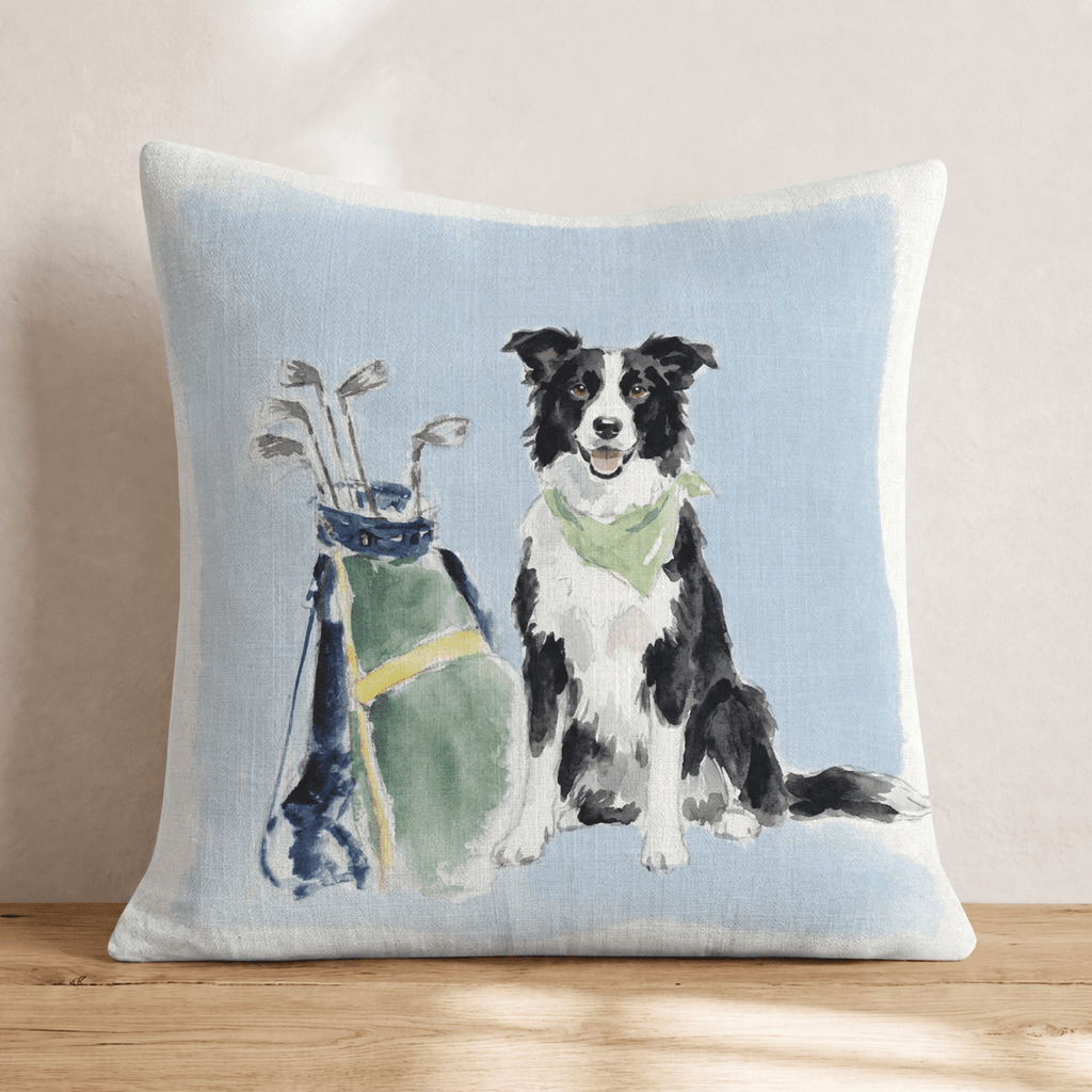 Golf Trip Border Collie Throw Pillow - Hillcroft Home
