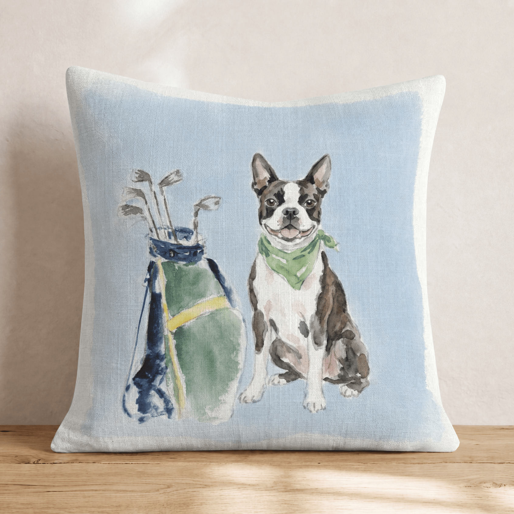 Golf Trip Boston Terrier Throw Pillow - Hillcroft Home