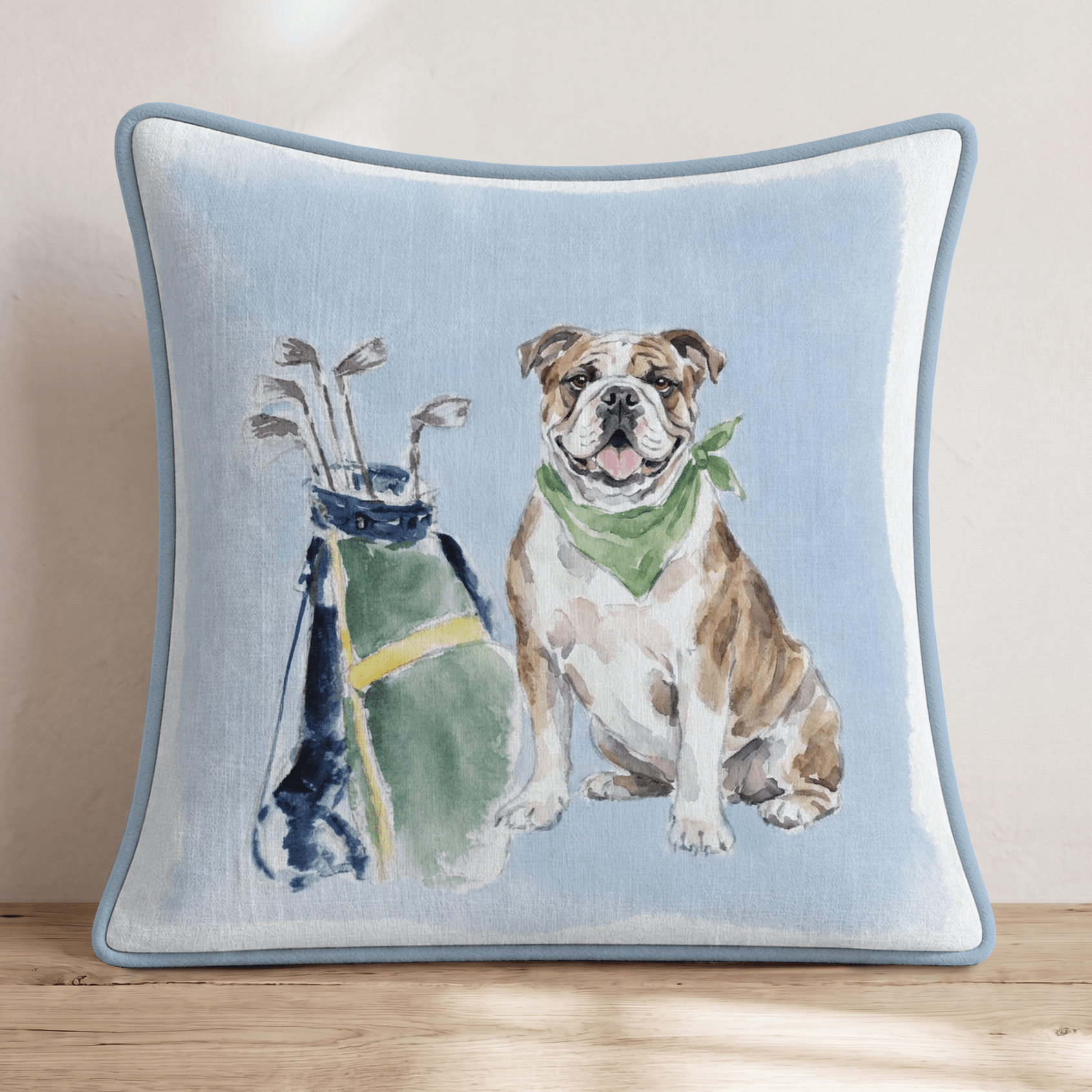 Golf Trip Bulldog Throw Pillow - Hillcroft Home