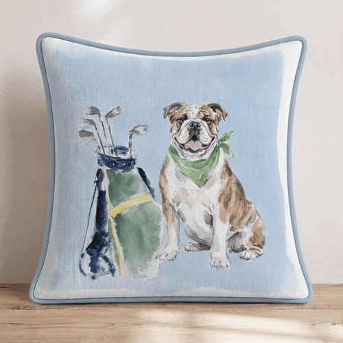 Golf Trip Bulldog Throw Pillow - Hillcroft Home