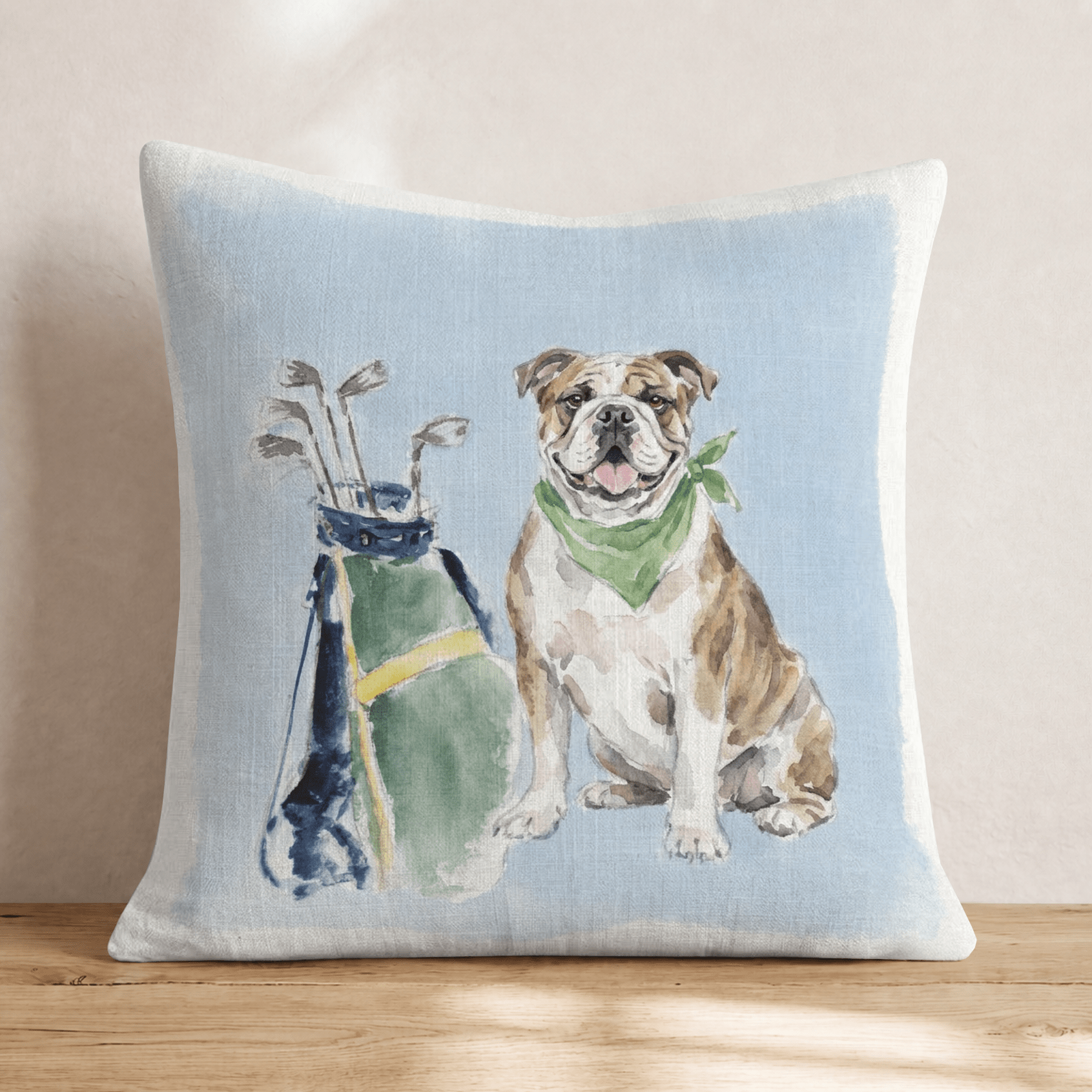 Golf Trip Bulldog Throw Pillow - Hillcroft Home