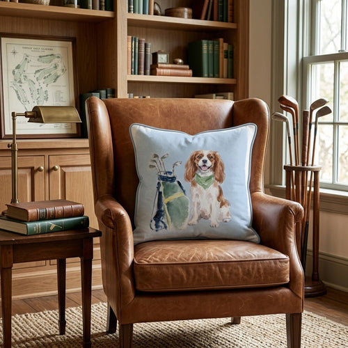 Golf Trip Cavalier King Charles Spaniel Throw Pillow - Hillcroft Home