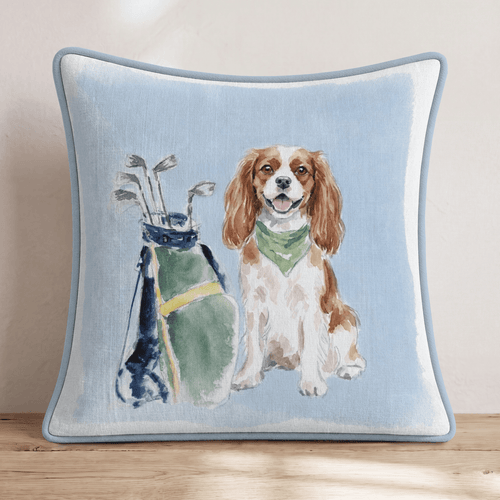 Golf Trip Cavalier King Charles Spaniel Throw Pillow - Hillcroft Home