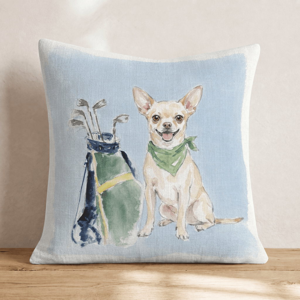 Golf Trip Chihuahua Throw Pillow - Hillcroft Home