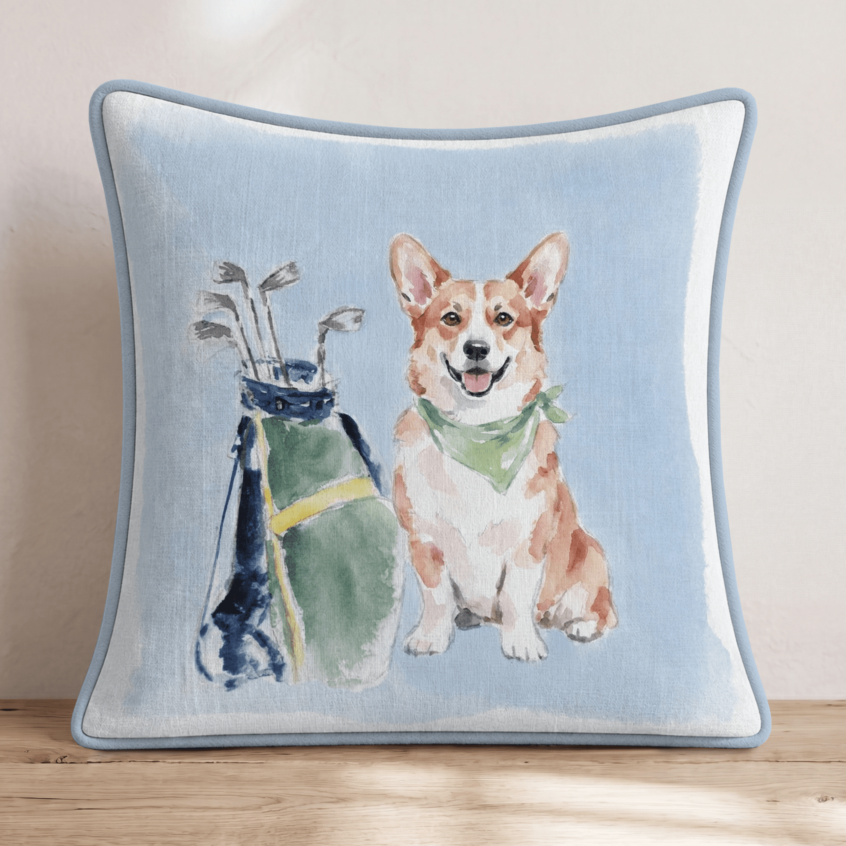 Golf Trip Corgi Throw Pillow - Hillcroft Home