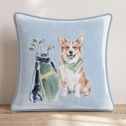 Golf Trip Corgi Throw Pillow - Hillcroft Home