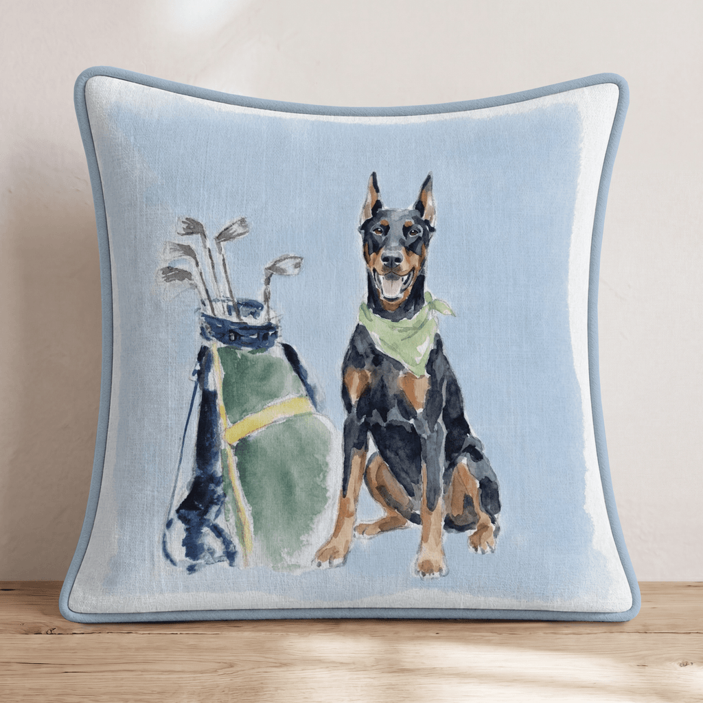 Golf Trip Doberman Throw Pillow - Hillcroft Home