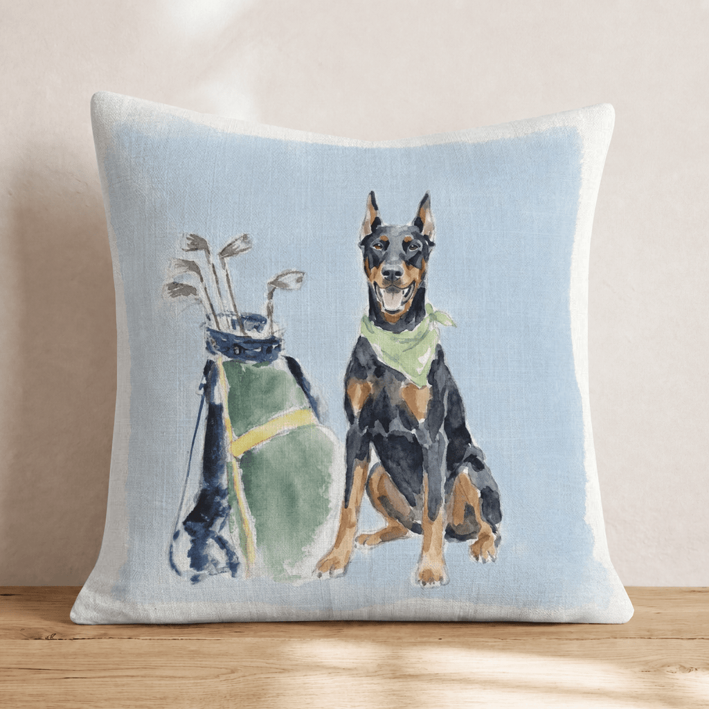 Golf Trip Doberman Throw Pillow - Hillcroft Home