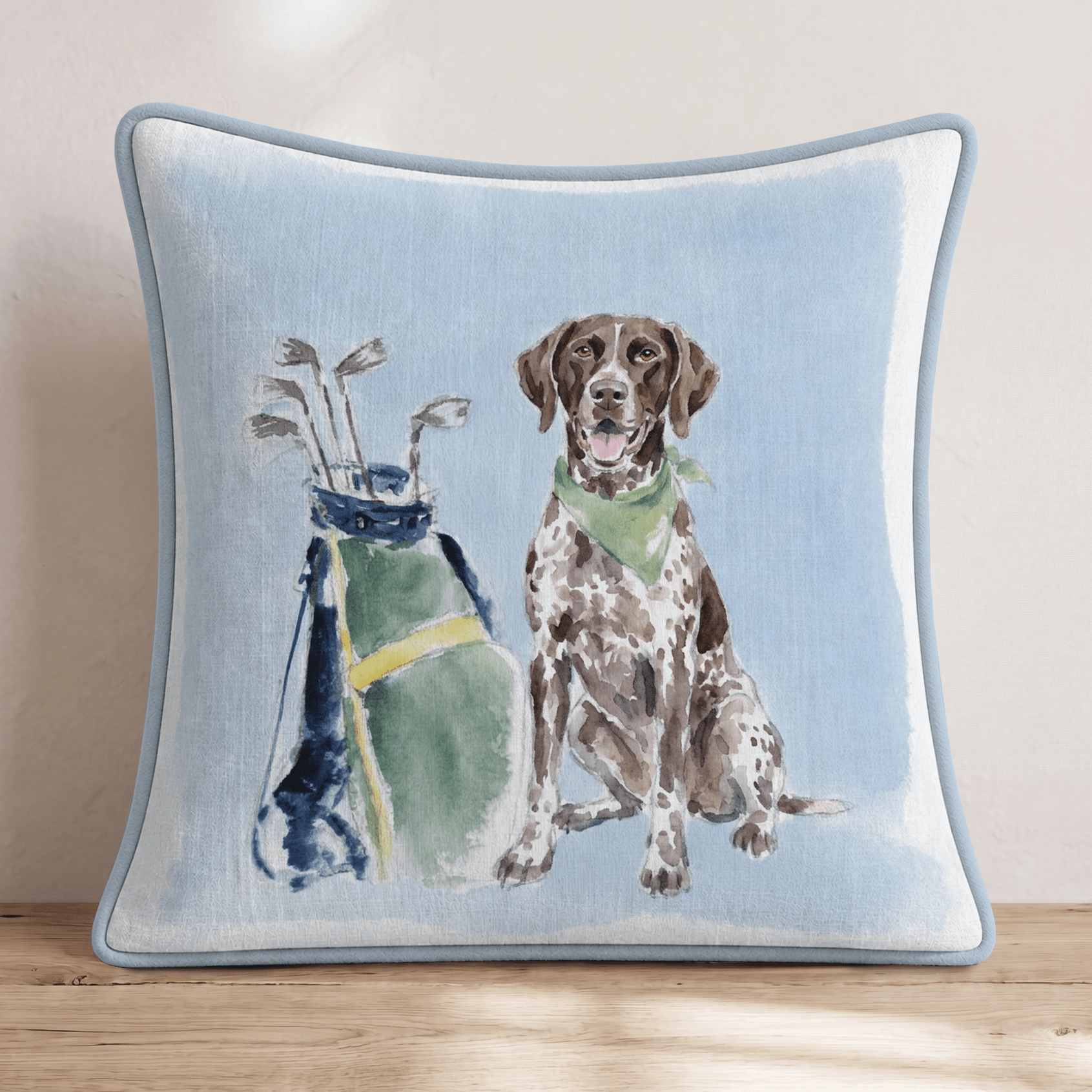 Golf Trip German Shorthaired Pointer Throw Pillow - Hillcroft Home