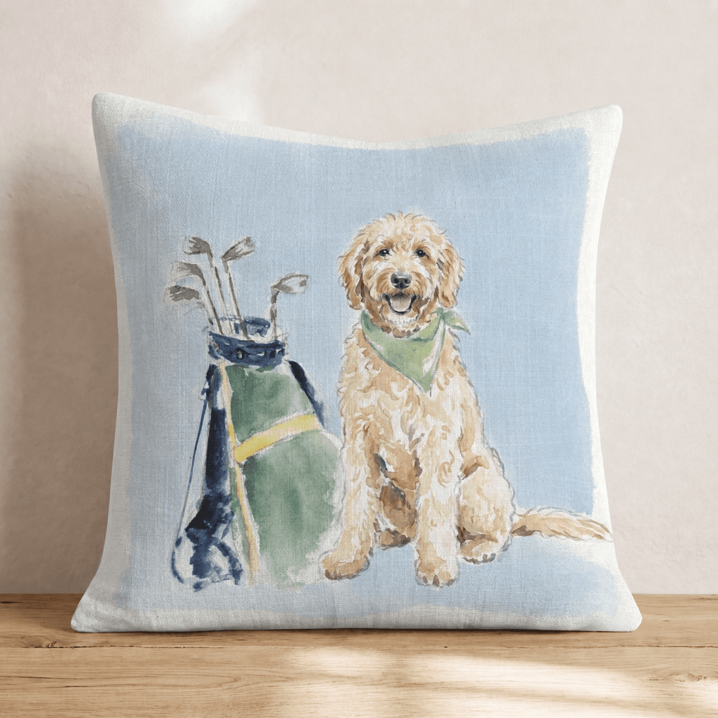 Golf Trip Goldendoodle Throw Pillow - Hillcroft Home