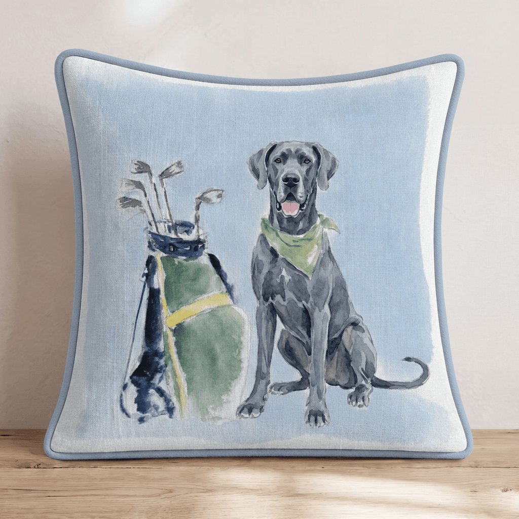 Golf Trip Great Dane Throw Pillow - Hillcroft Home