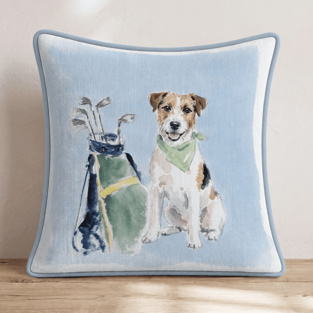 Golf Trip Jack Russell Terrier Throw Pillow - Hillcroft Home